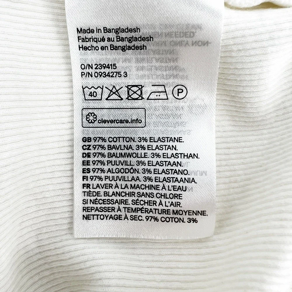 H&M Divided Ribbed Crop‎ Top Women S White Good Scoop Neck Sleeveless Basic
